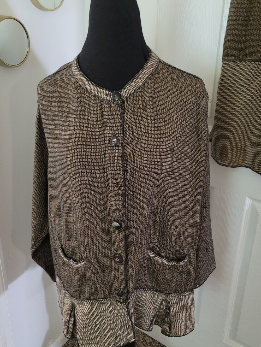 Tribe Vintage Hand Woven Cotton Button-Front Women's Jacket & Skirt Set Nepal